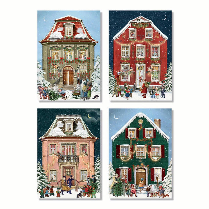 Victorian Christmas Houses Advent Calendar Card