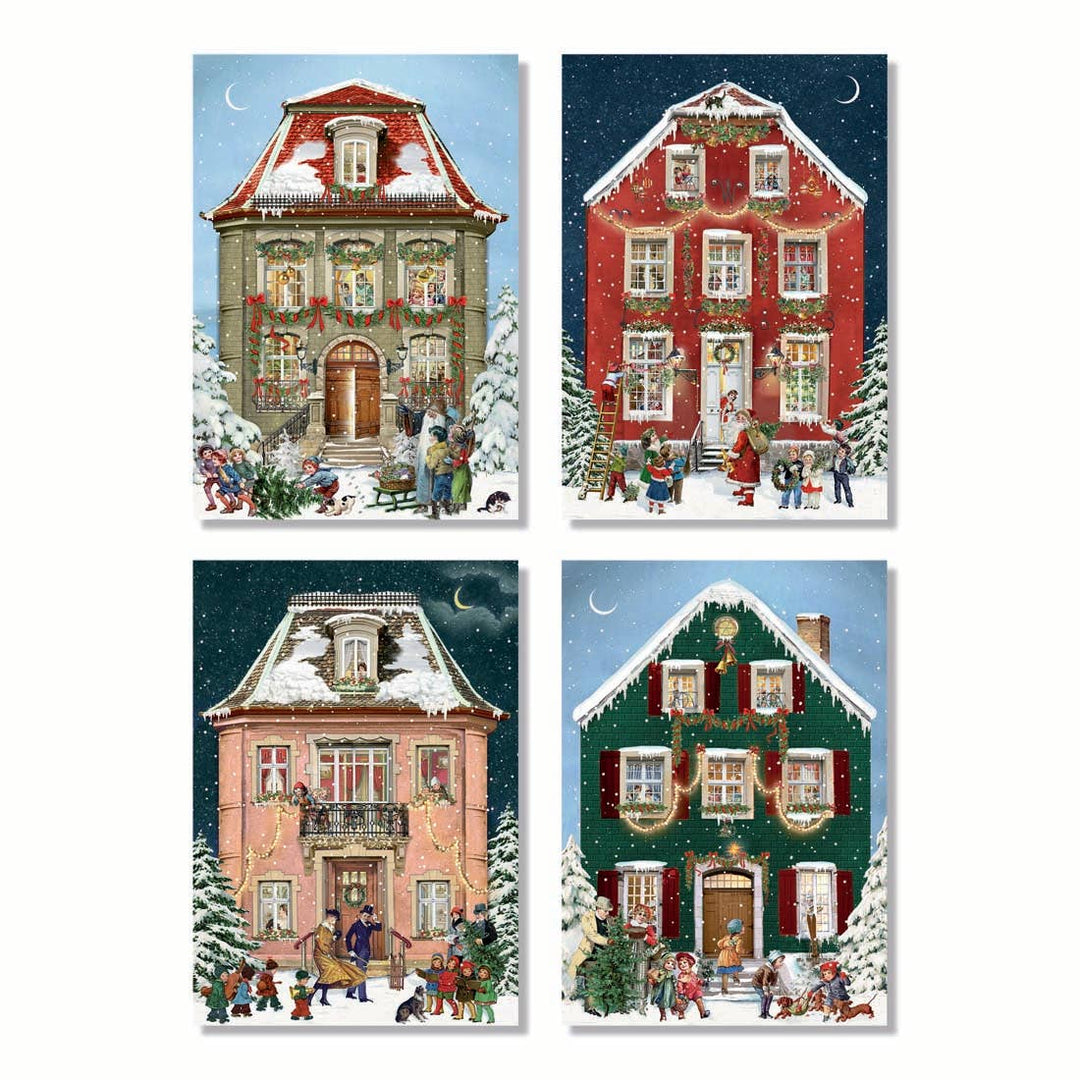 Victorian Christmas Houses Advent Calendar Card