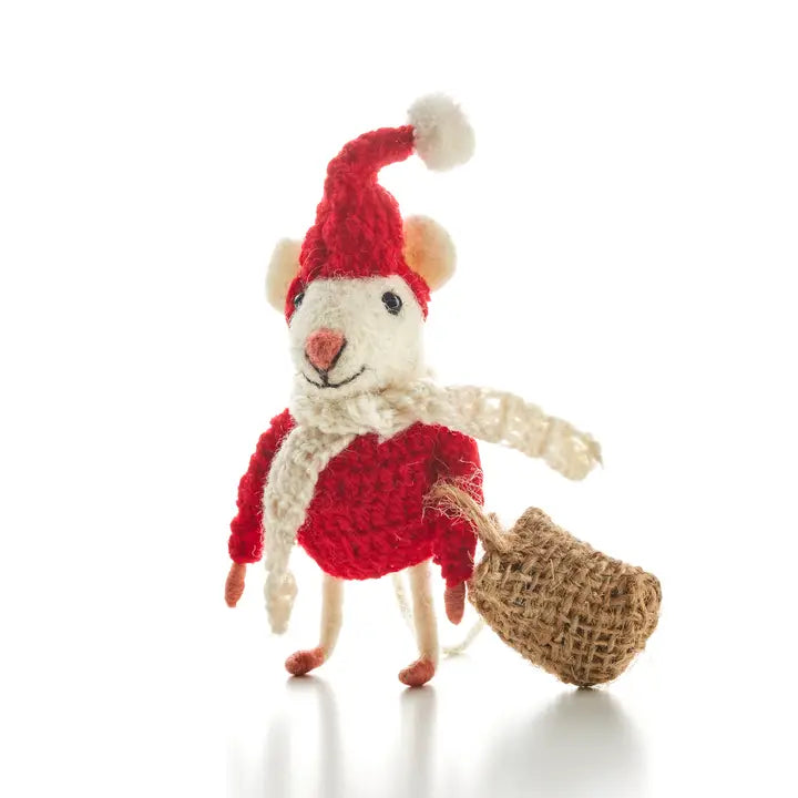 Father Christmas Mouse Felt Christmas Decoration