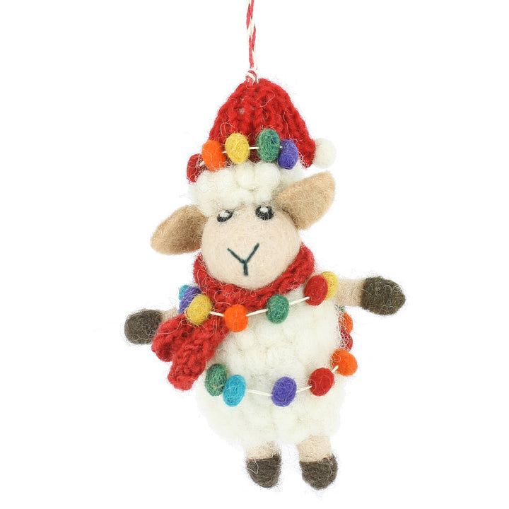 Sheep with Garland Hanging Decoration