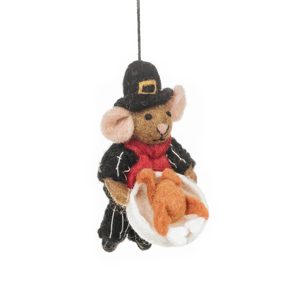 Handmade Felt Percy Pilgrim Mouse Thanksgiving Decoration
