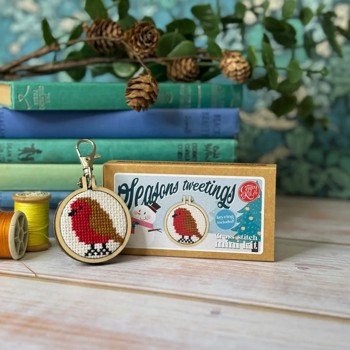 'Seasons Tweetings' Red Robin Mini Matchbox Cross Stitch Kit