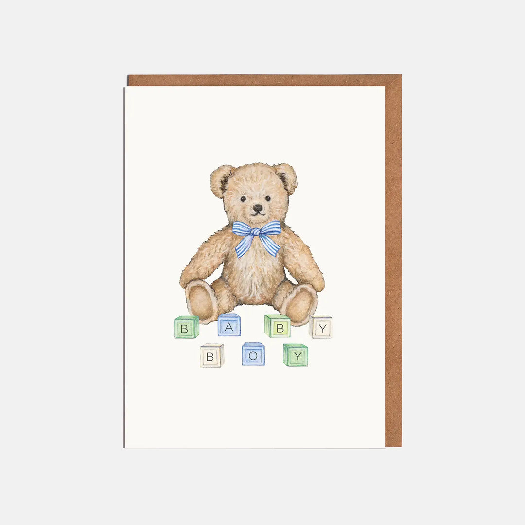 Teddy Bear New Baby Boy Card