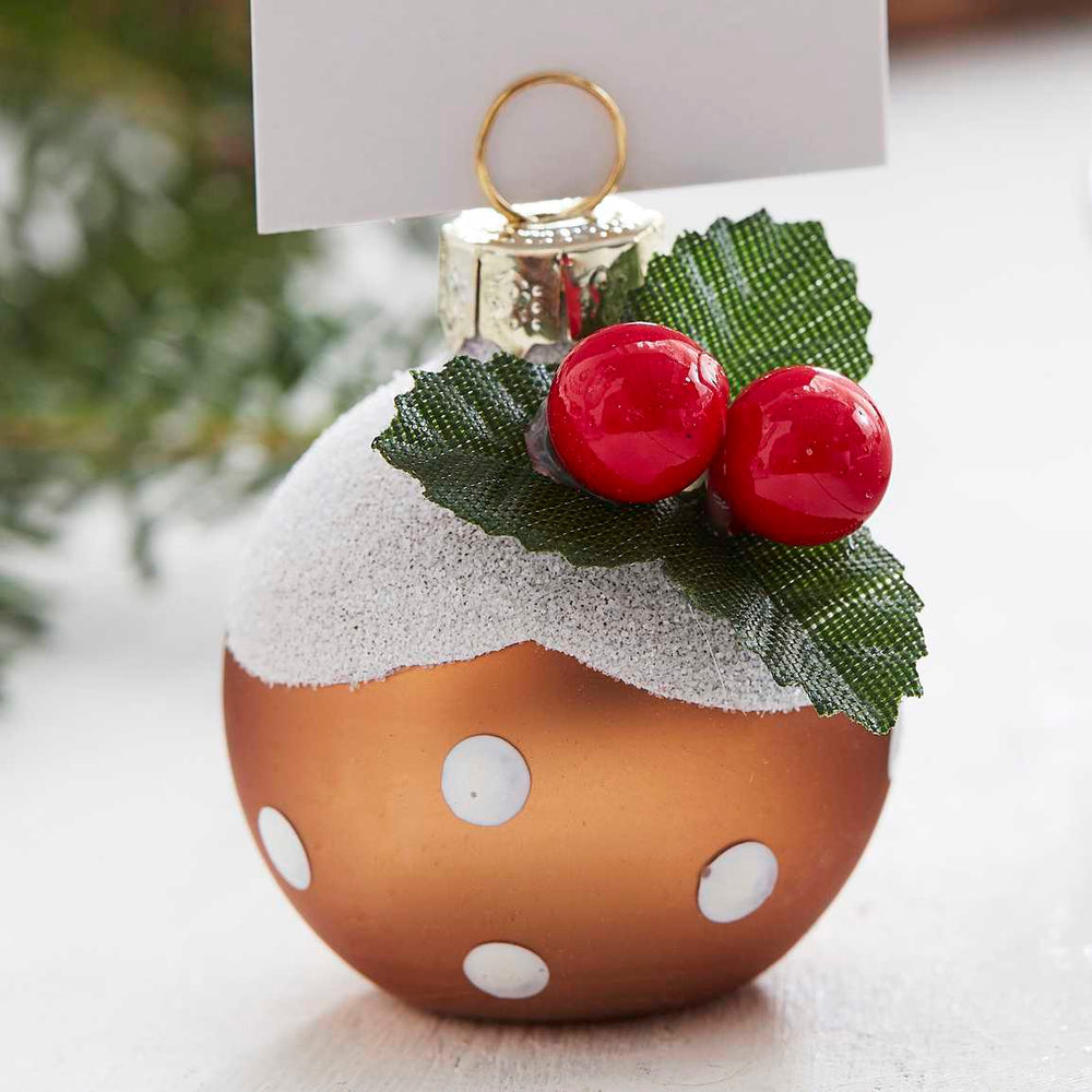 Christmas Pudding Christmas Bauble Place Card Holders