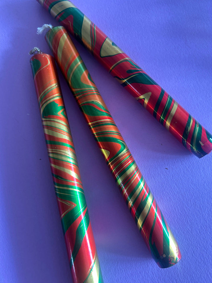 METALLIC MARBLED FOIL - Mulled Christmas Trio of Candles