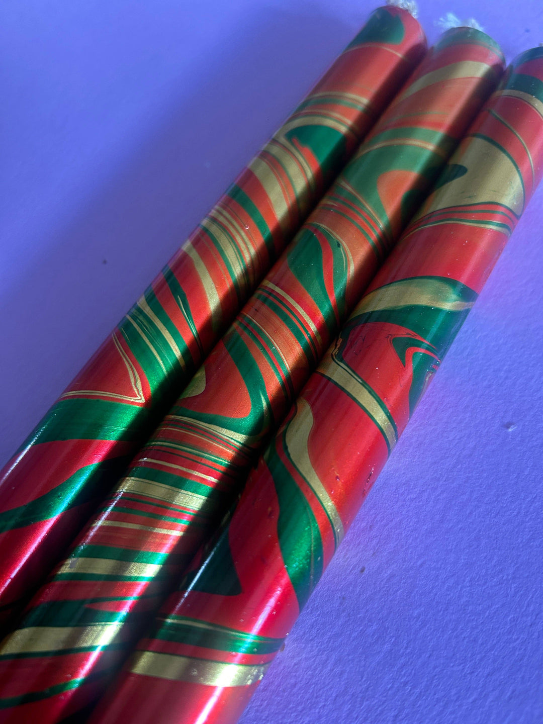 METALLIC MARBLED FOIL - Mulled Christmas Trio of Candles