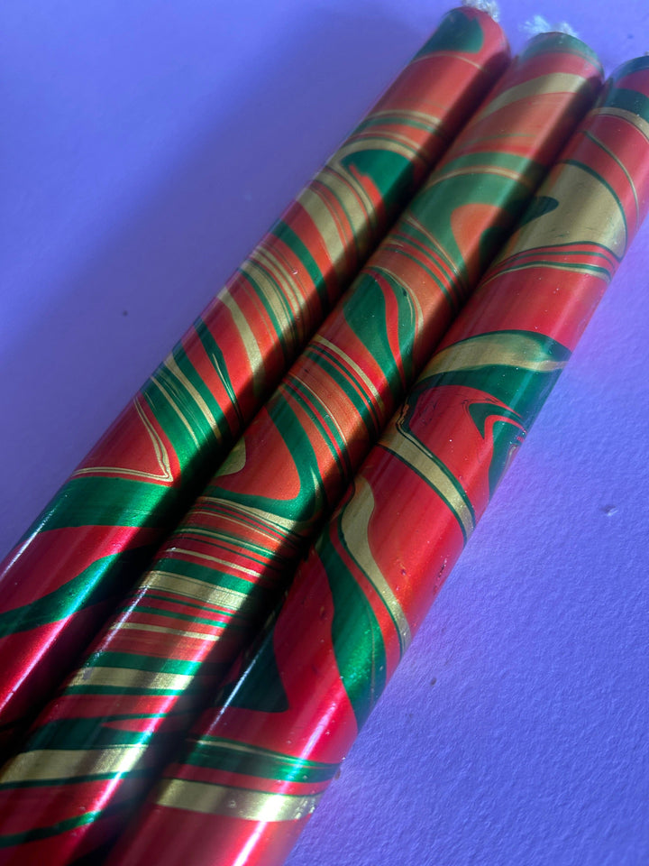 METALLIC MARBLED FOIL - Mulled Christmas Trio of Candles