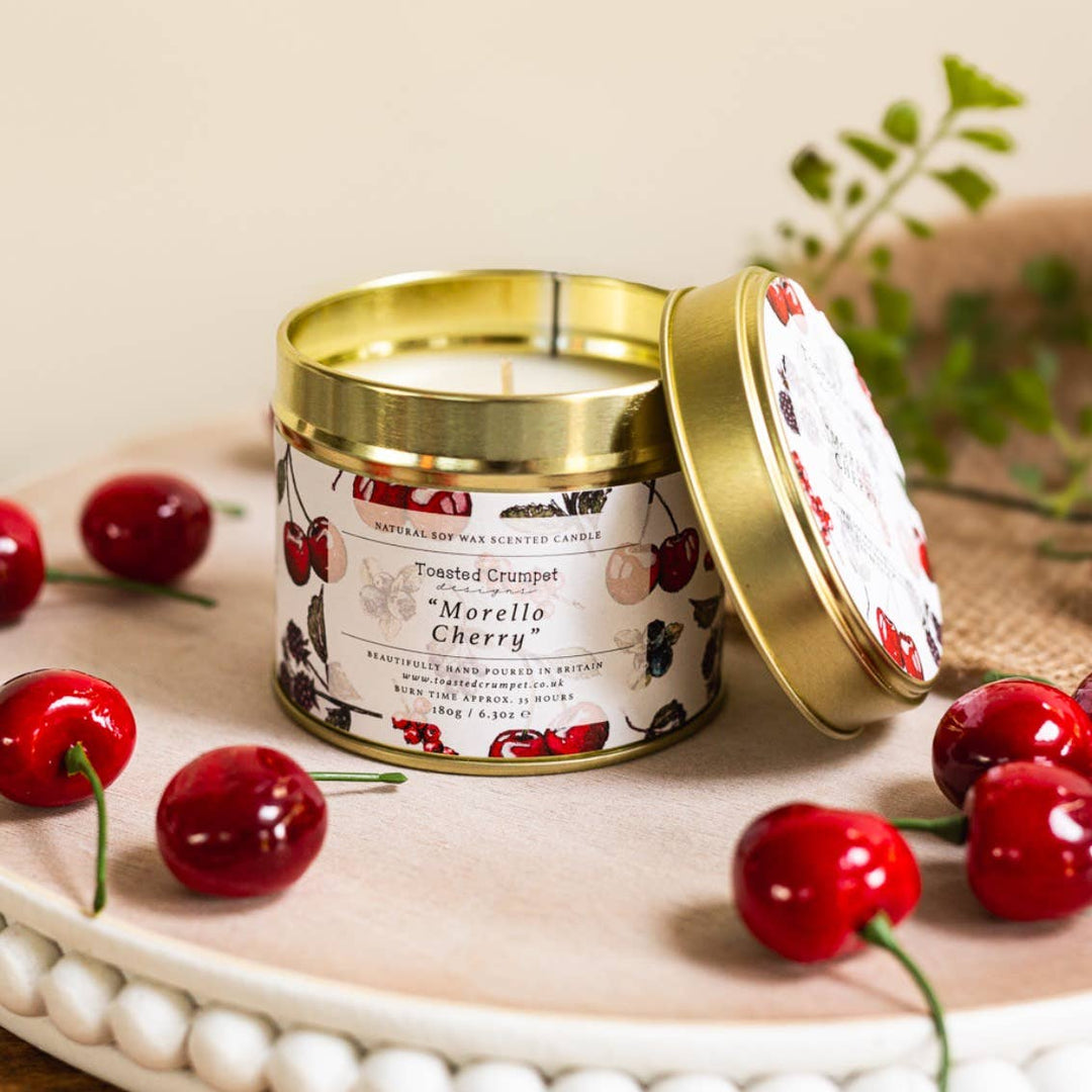 Morello Cherry Candle in a Matte Gold Tin