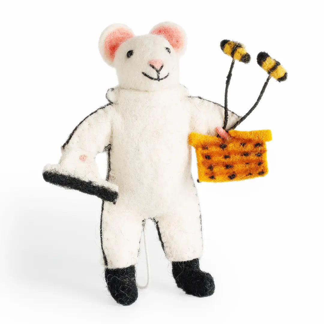 Beekeeper Mouse Felt Decoration