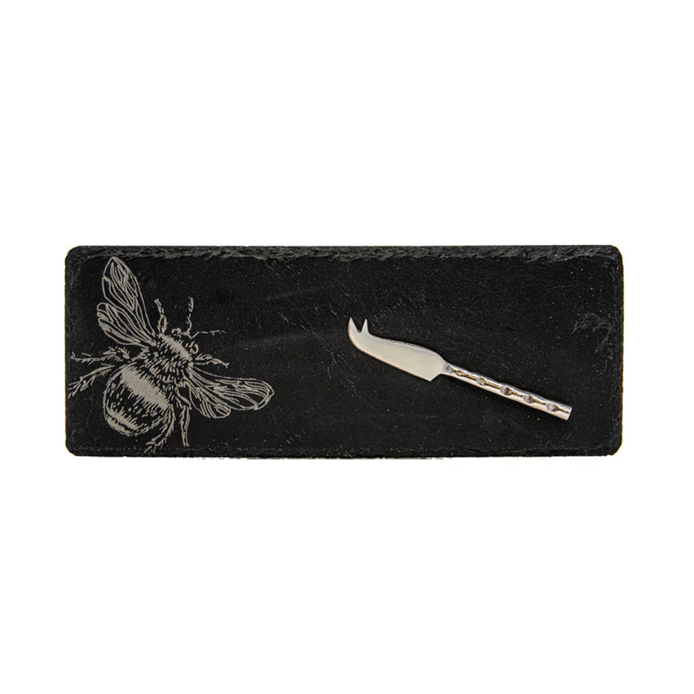 Bee Single Mini Slate Cheese Board and Knife Set