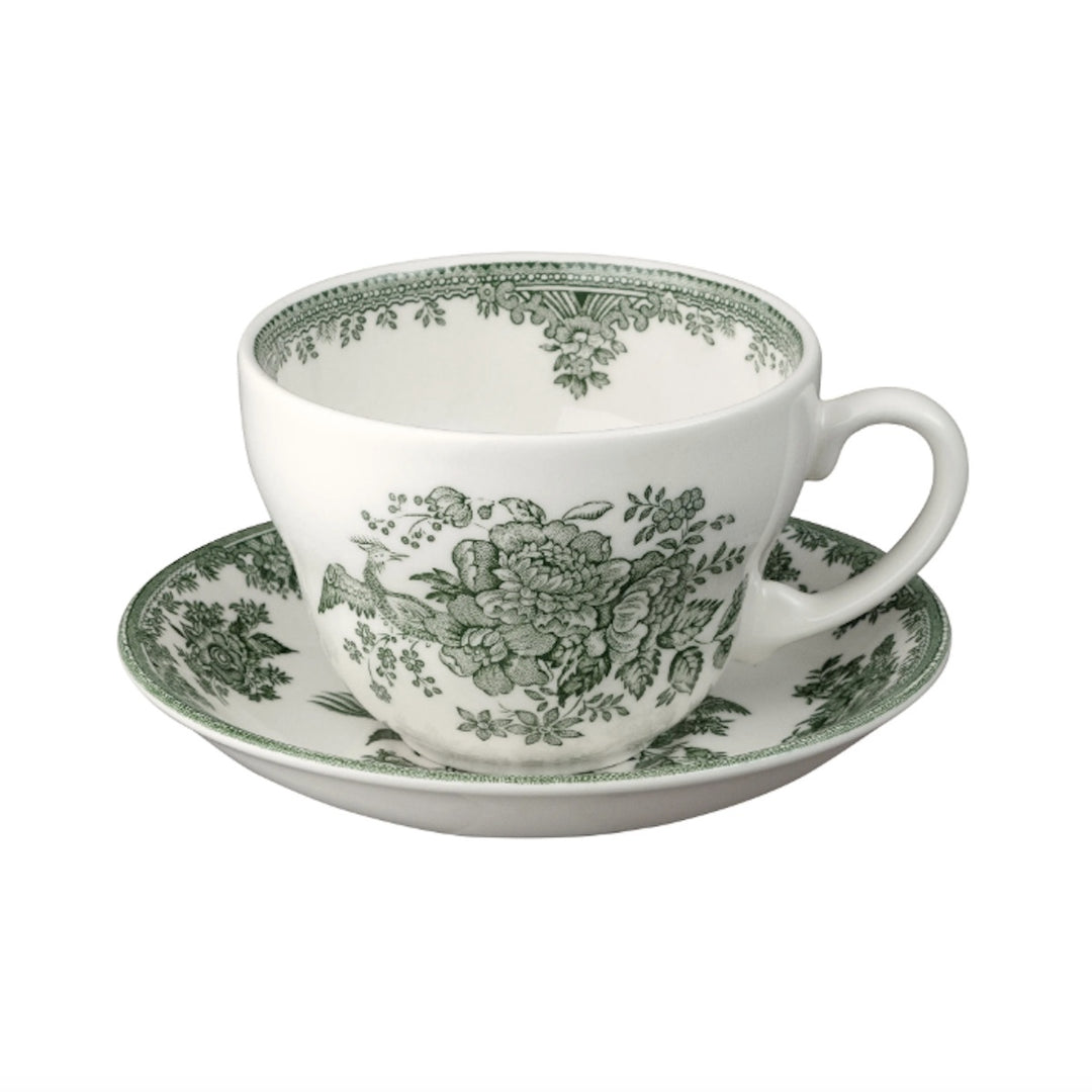 Dark Green Asiatic Pheasants Breakfast Cup and Saucer