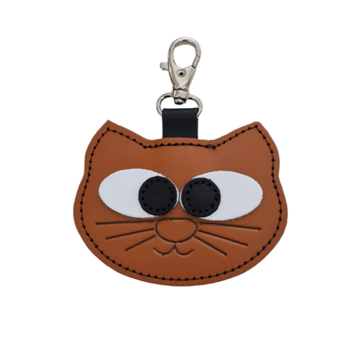 Zatchels Burnt Orange Colorful Cat Leather Bag Charm