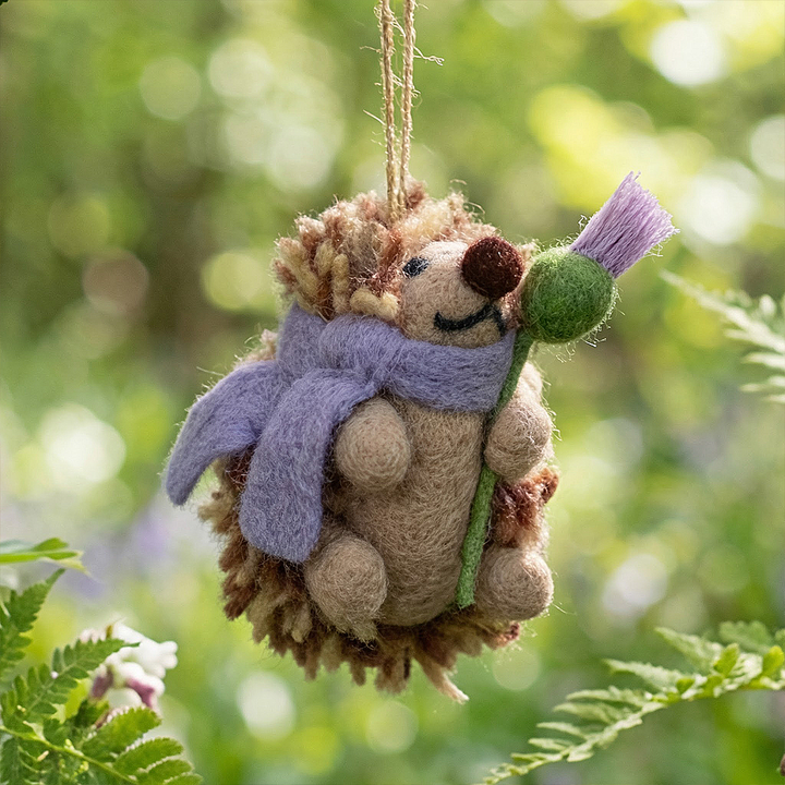 Handmade Felt Thea Hedgehog Woodland Hanging Decoration