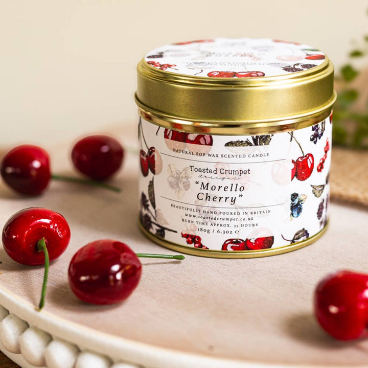 Morello Cherry Candle in a Matte Gold Tin
