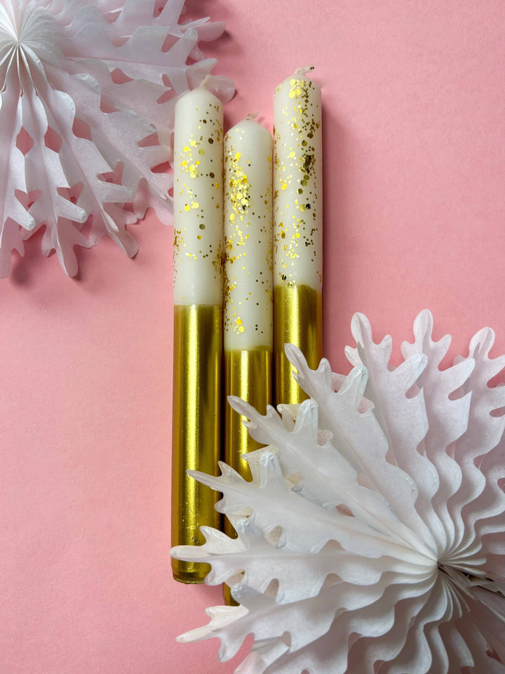 ANGEL WINGS Dip Dye Dinner Candle Trio