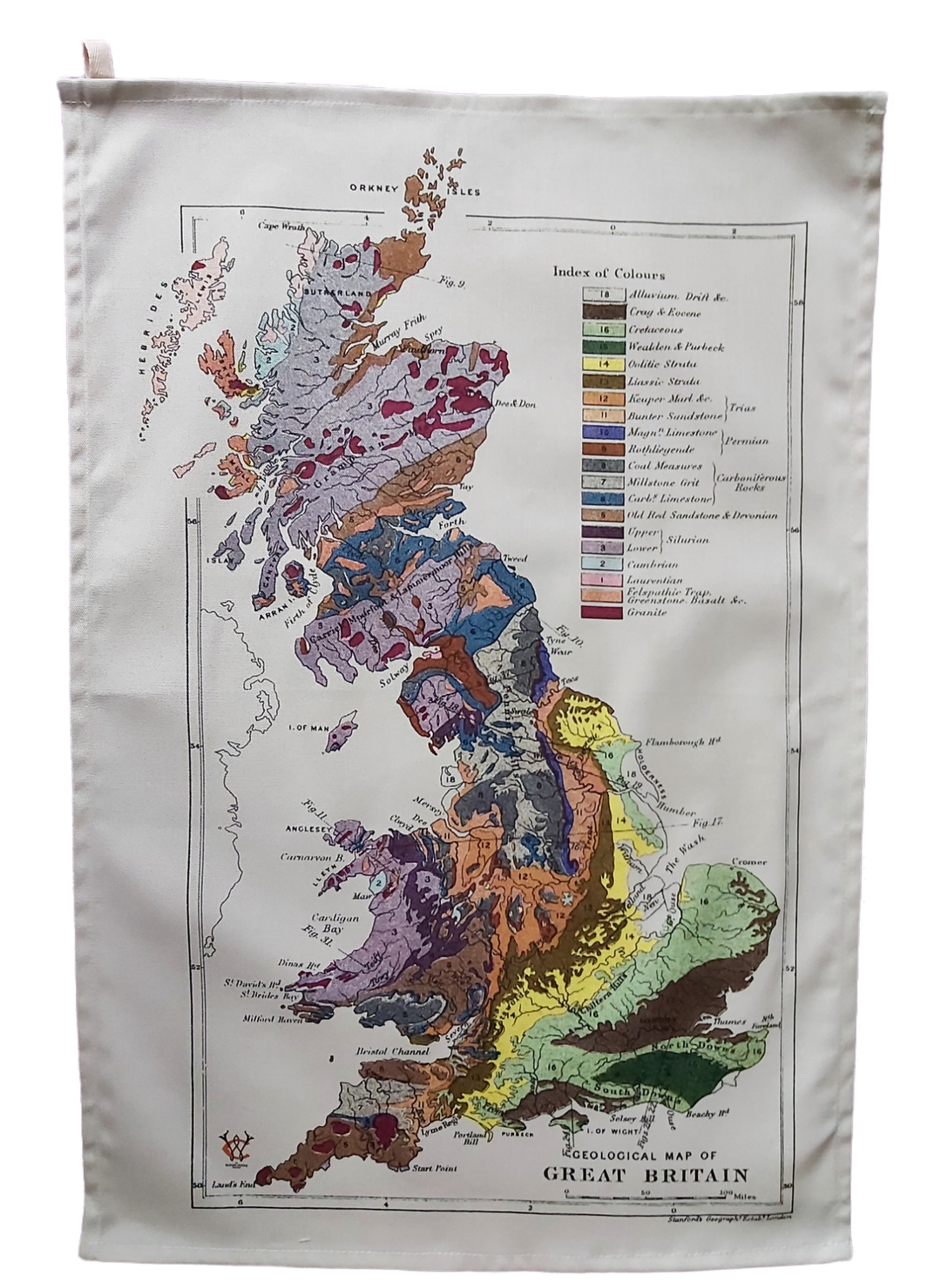 Antique Print Geological Map of Great Britain Tea Towel