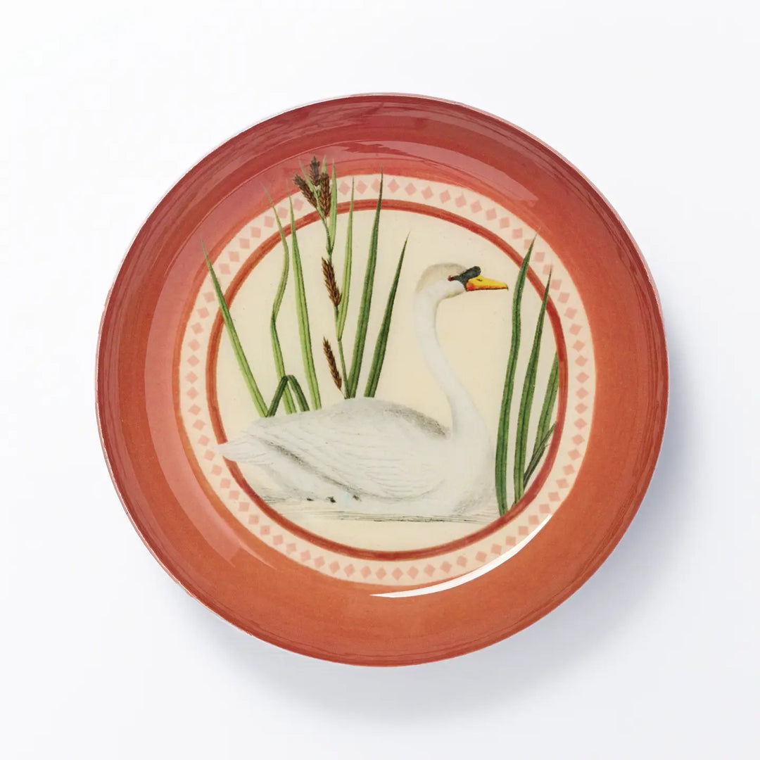 Swan 4-inch Round Enamel Printed Tray