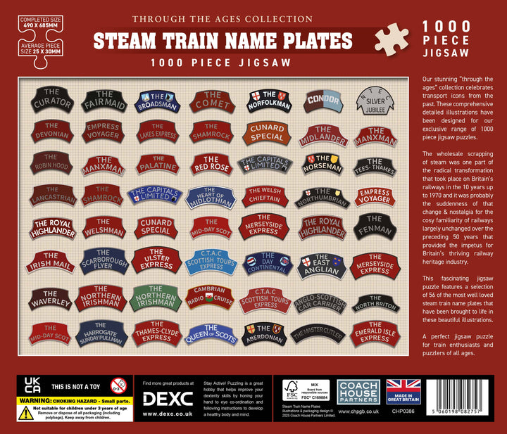 Steam Train Name Plates 1000 Piece Jigsaw Puzzle