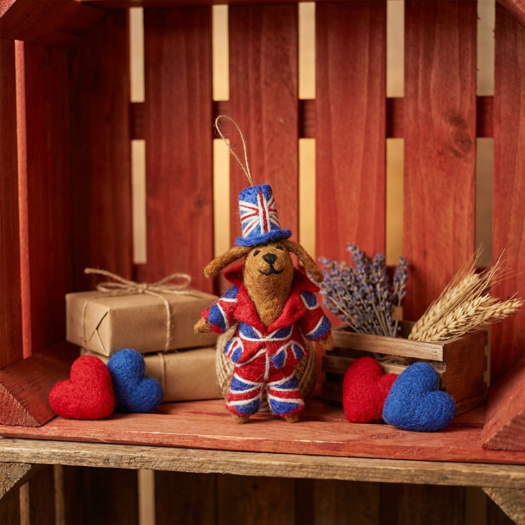 Handmade Felt Patriotic Pooch Hanging Decoration