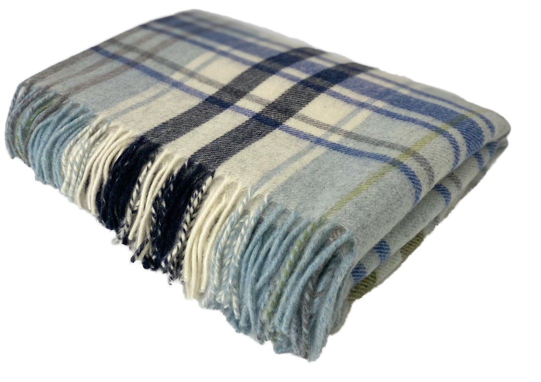 Pitnacree Range Plaid 100% Merino Wool-- Sea Blue