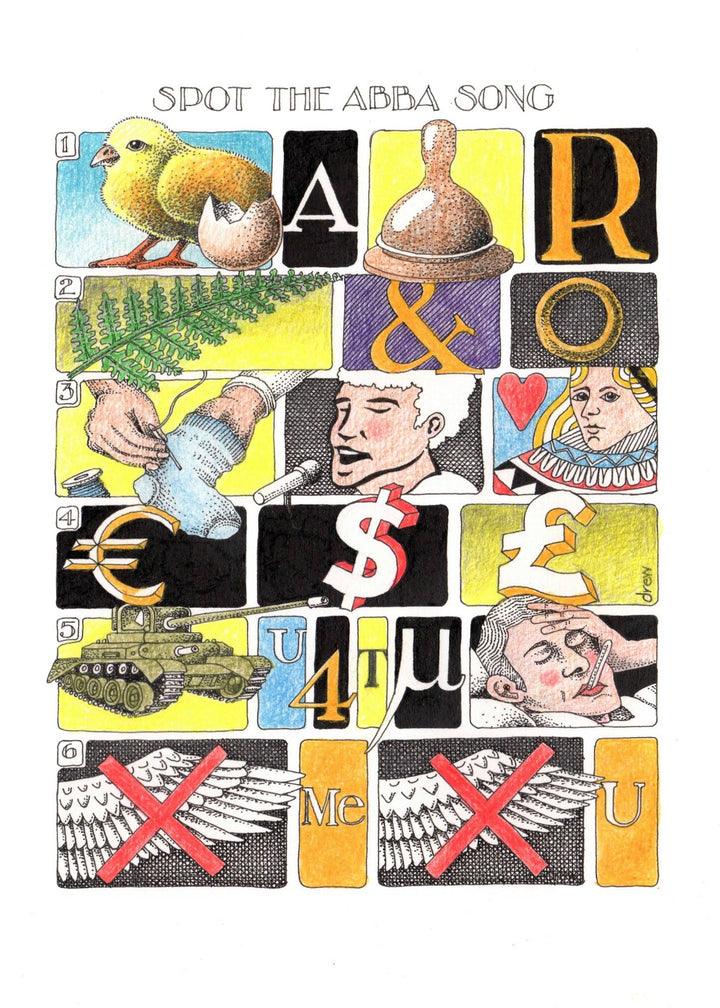 Spot the ABBA Song Card by Simon Drew