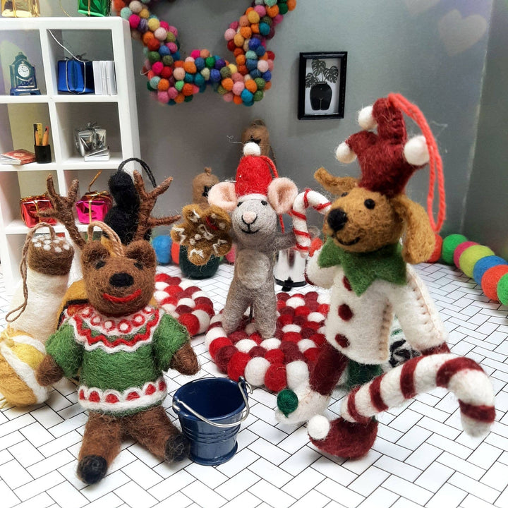 Retro Reindeer Handmade Felt Hanging Christmas Decoration