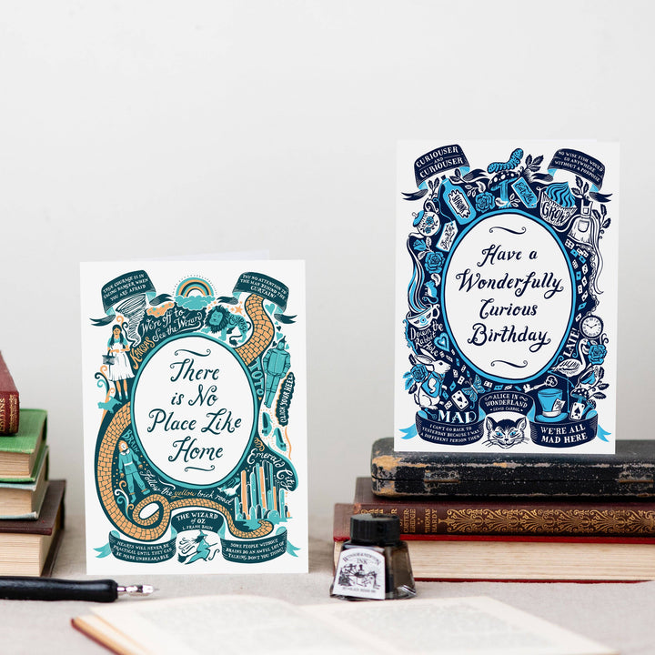 Alice in Wonderland Curious Birthday Card by Lucy Stephens