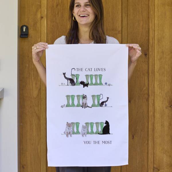 Cat Lovers Welly Boot Tea Towel by This Is Nessie