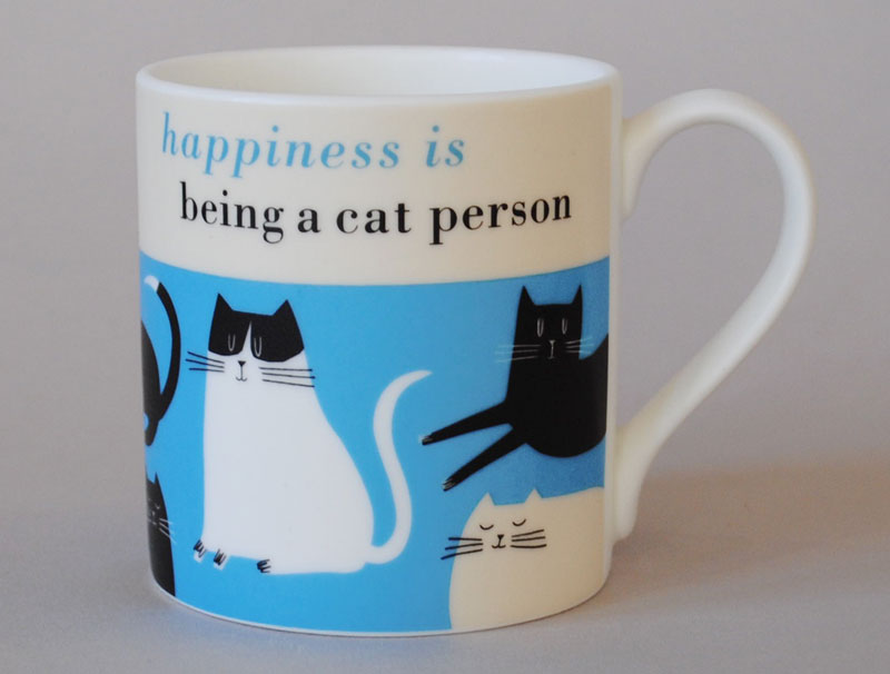 Happiness Cat Person Mug Turquoise