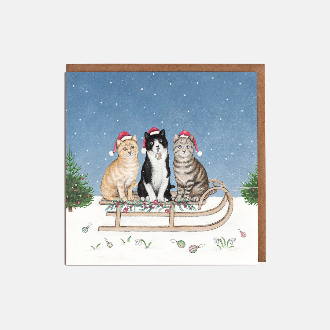 Cats & Sleigh Christmas Card