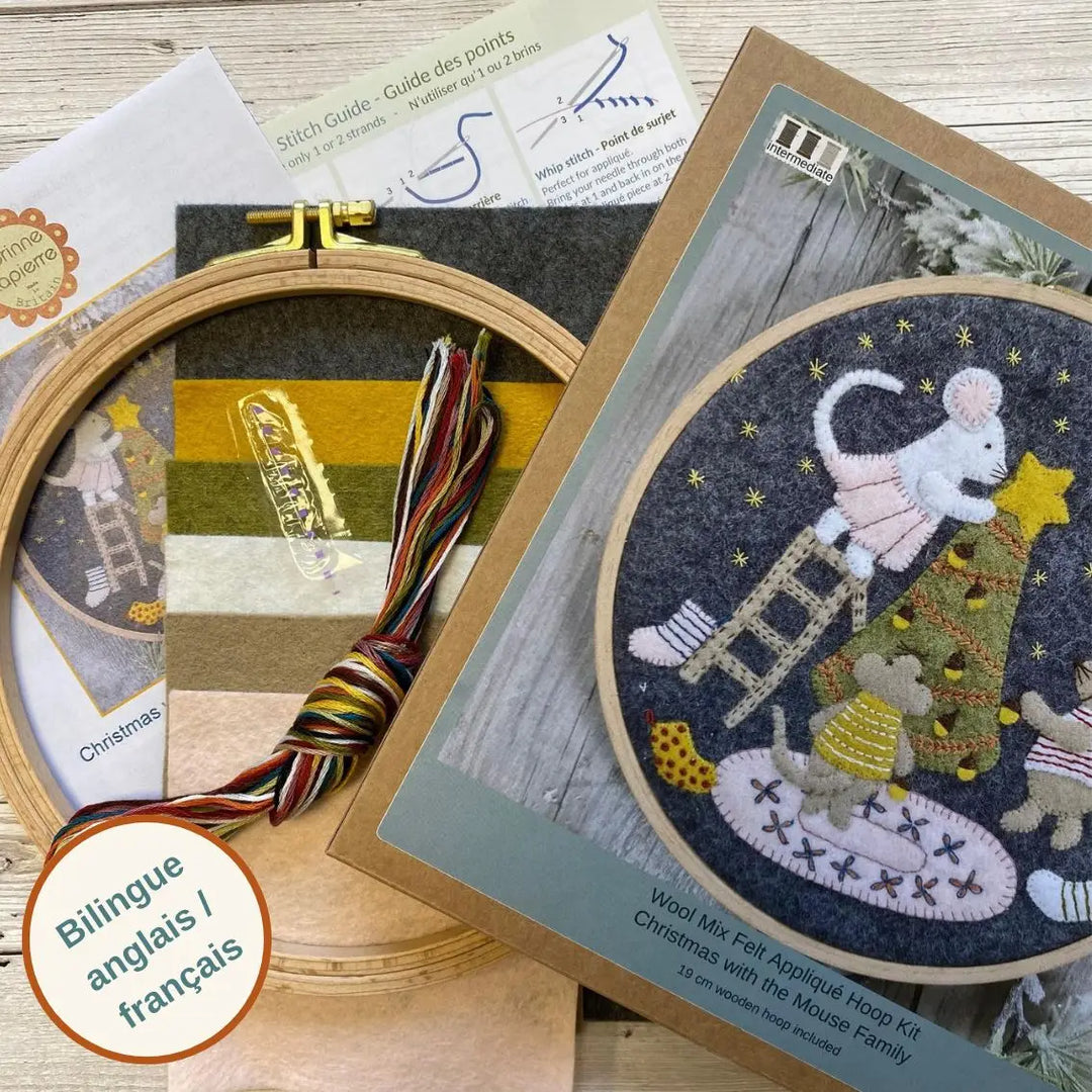 Christmas With The Mouse Family Felt Applique Hoop Kit