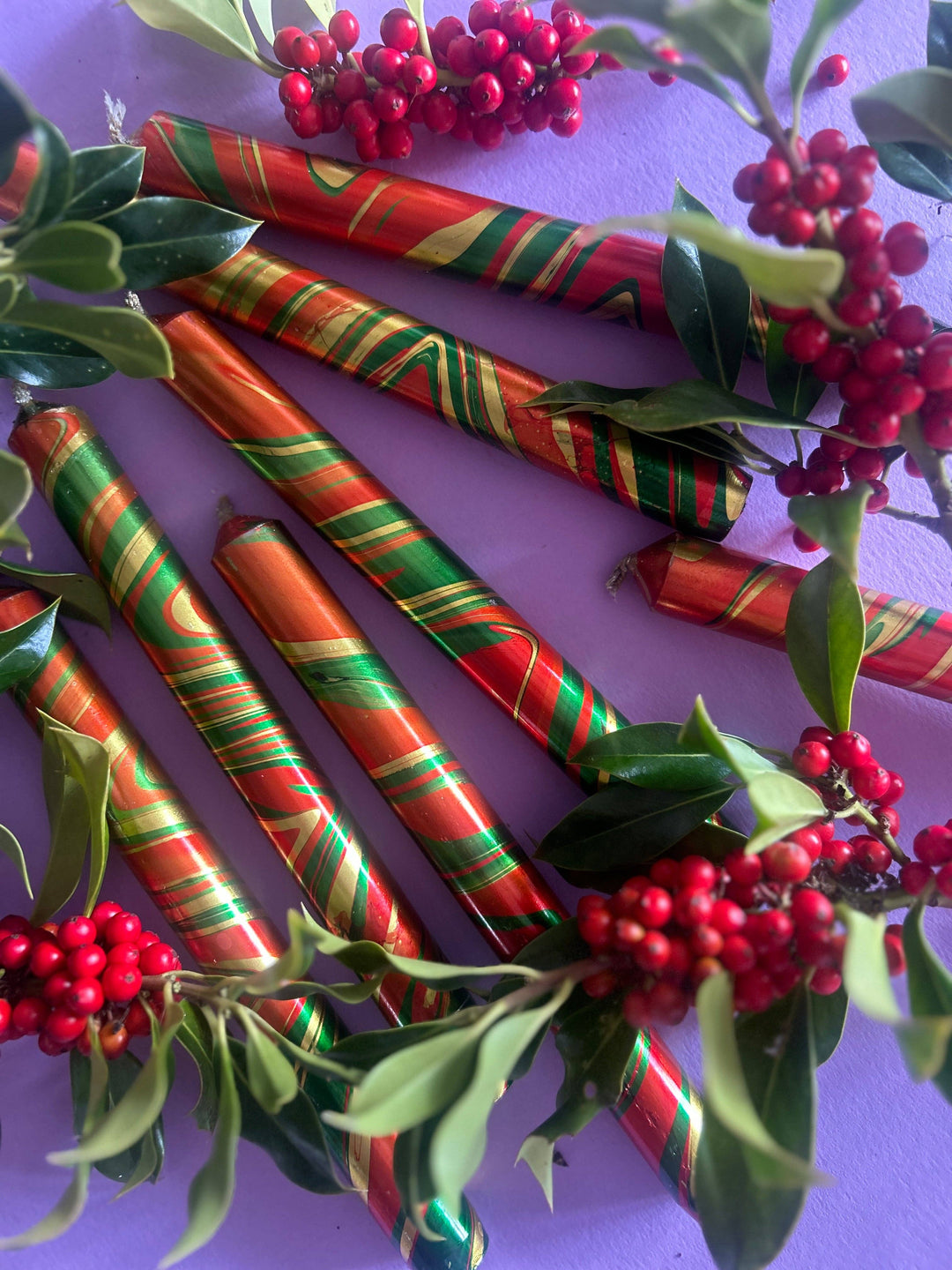 METALLIC MARBLED FOIL - Mulled Christmas Trio of Candles