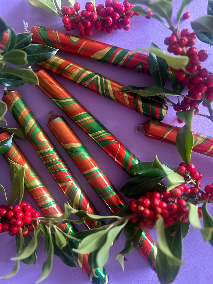 METALLIC MARBLED FOIL - Mulled Christmas Trio of Candles
