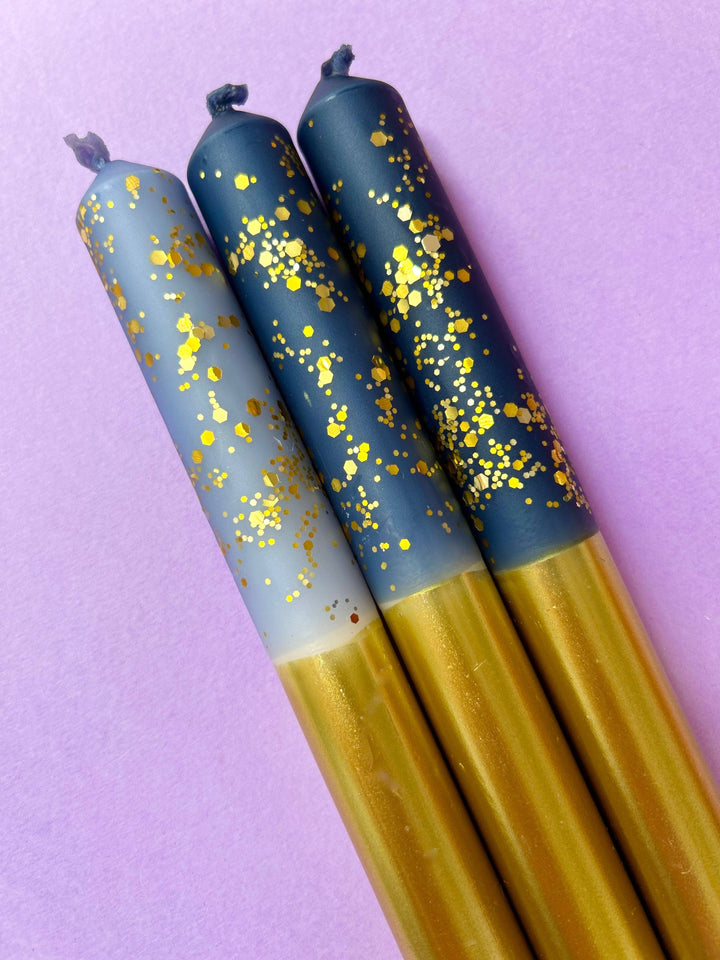 STARRY STARRY NIGHT GOLD Dip Dye Dinner Candle Trio