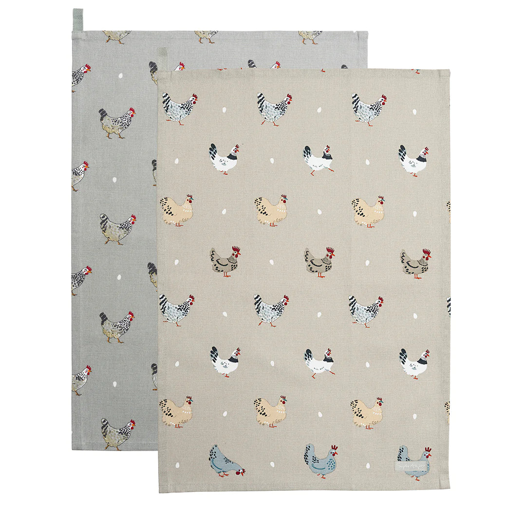 Chicken & Lay a Little Egg Set of 2 Tea Towels by Sophie Allport