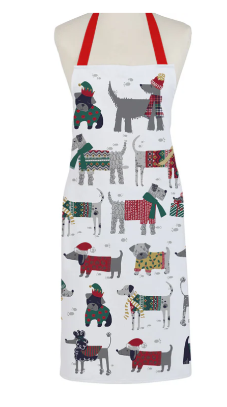 Grey Snow Dogs Holiday Cotton Apron