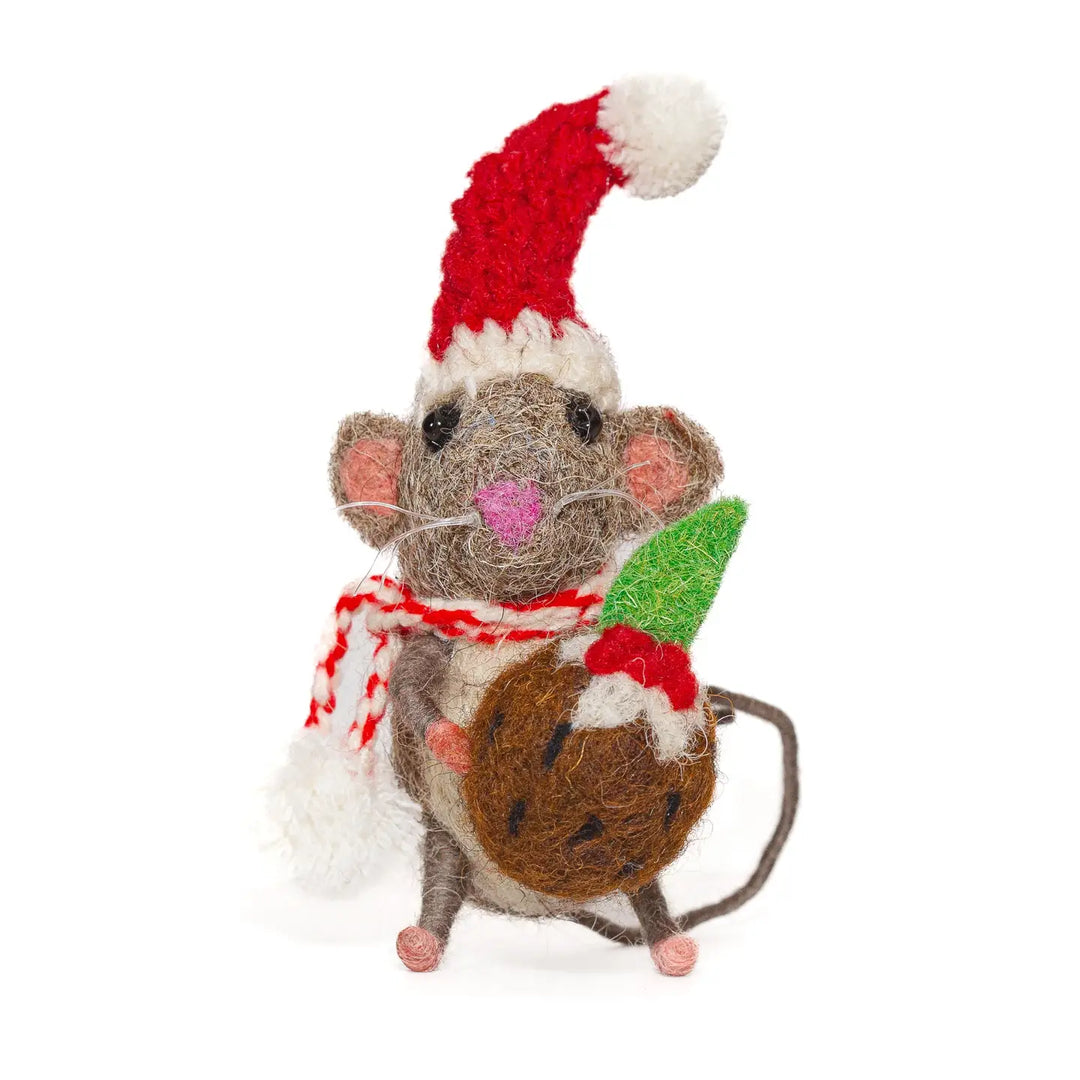 Christmas Pudding Mouse Felt Christmas Decoration