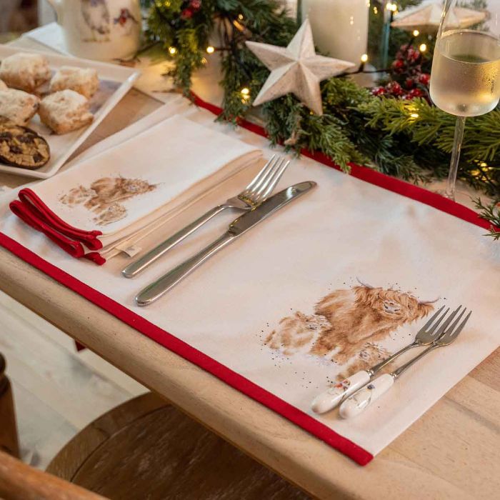 'Winter Woodland' Christmas Cloth Placemats- Set of Four