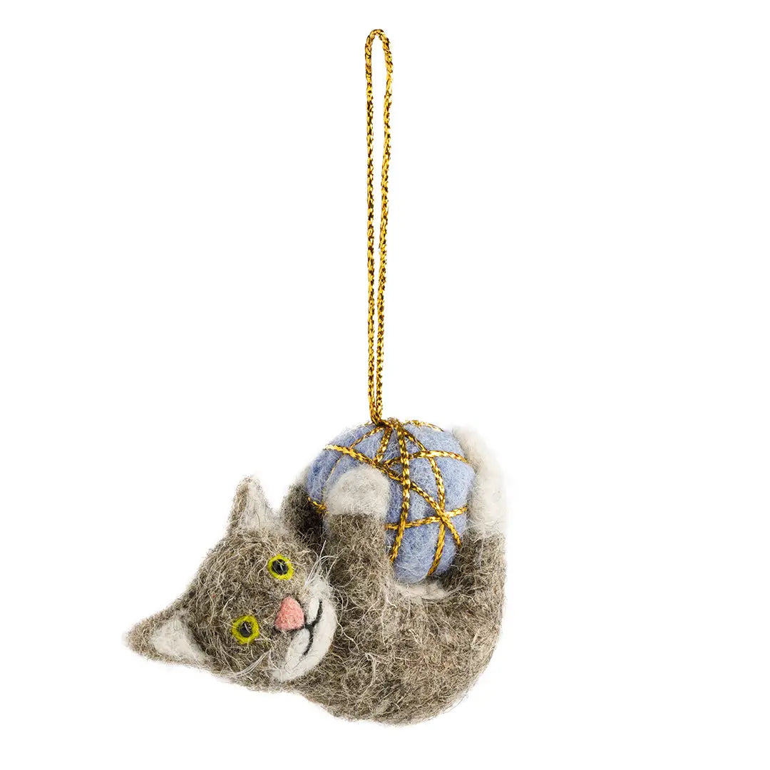 Cordelia the Grey Cat Felt Christmas Decoration