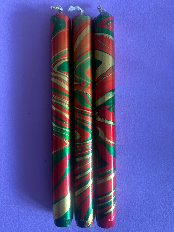 METALLIC MARBLED FOIL - Mulled Christmas Trio of Candles