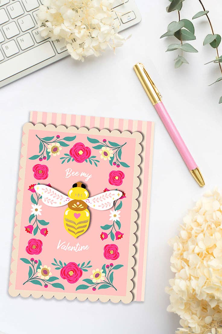Bee My Valentine 3D Handmade Greeting Card