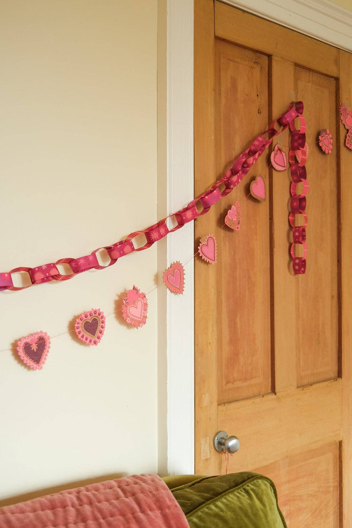 Sweet Hearts Sewn Cotton Paper Garland
