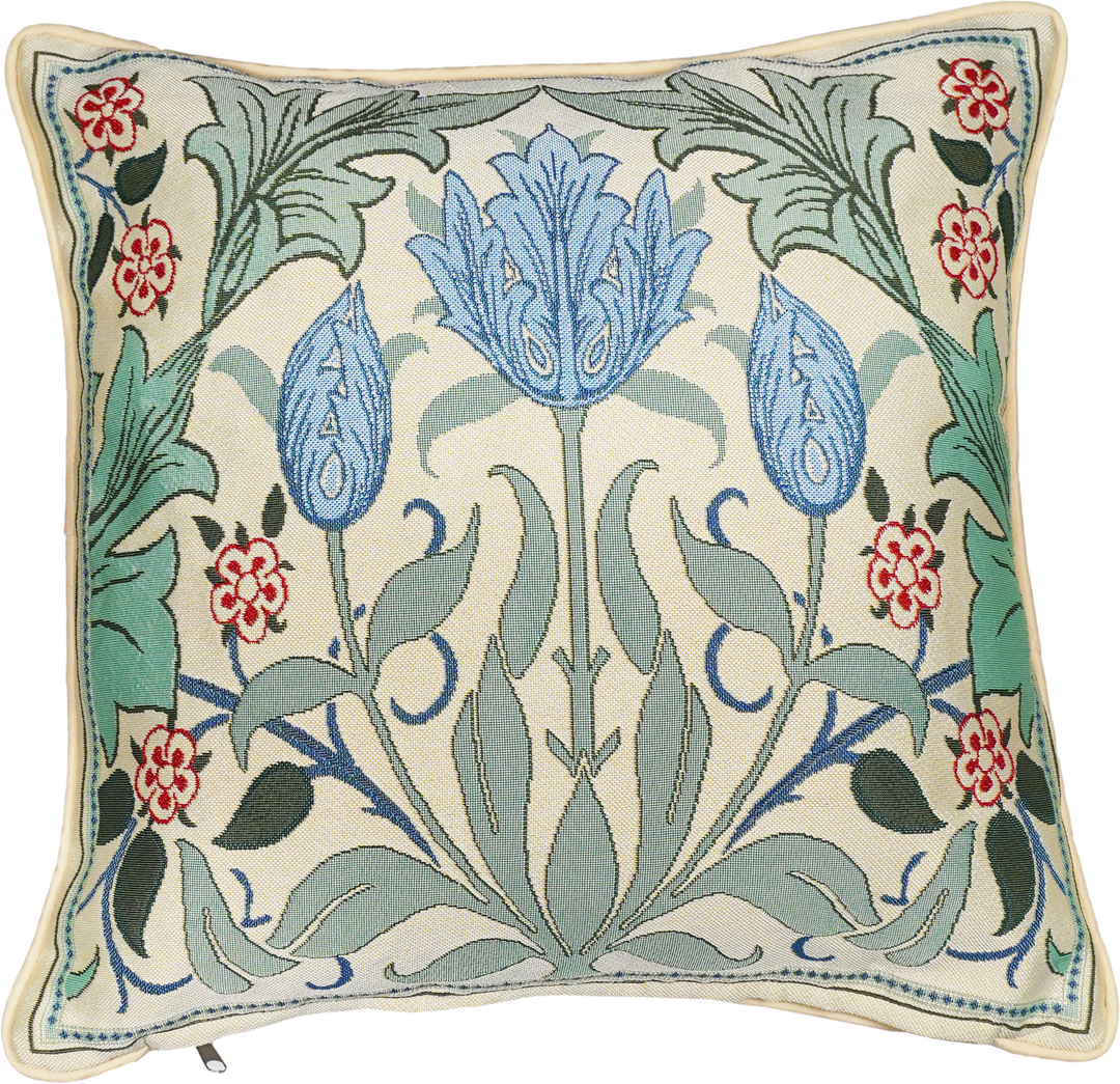 William Morris Blue Tulip Tapestry Pillow
