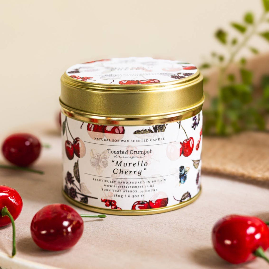 Morello Cherry Candle in a Matte Gold Tin