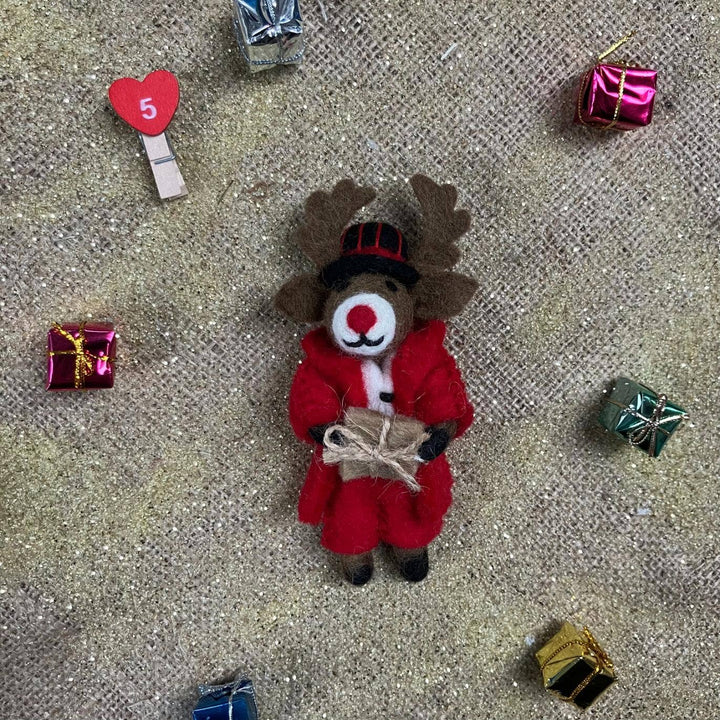 Dasher the Christmas Reindeer Handmade Felt Decoration