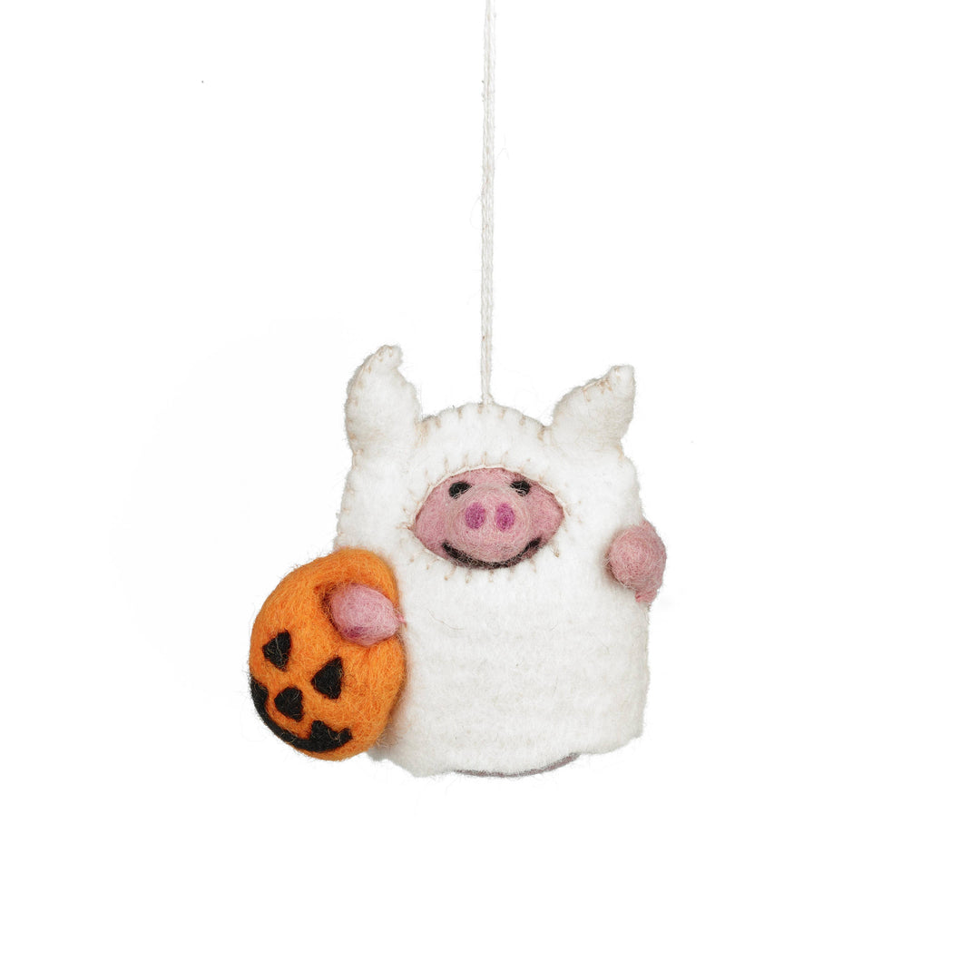 Handmade Felt Boo! Pig Hanging Halloween Decoration