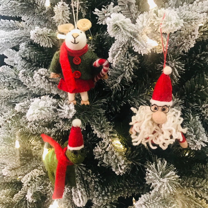 Curly Santa Handmade Felt Hanging Decoration