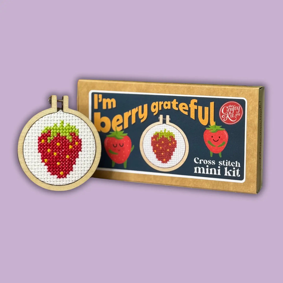 'I'm Berry Grateful' Mini Matchbox Cross Stitch Kit