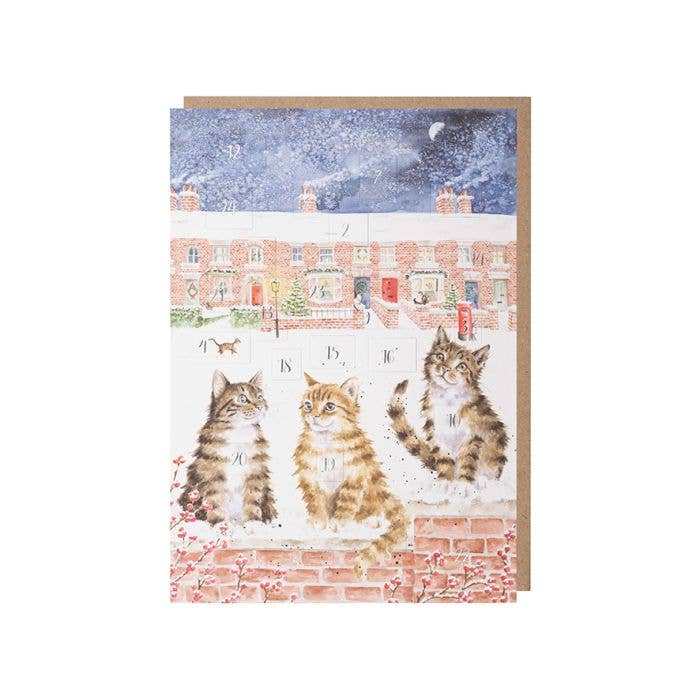 Santa Paws is Coming to Town (Cats) - Advent Calendar Card