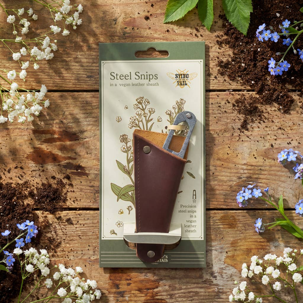 Gardener's Steel Snips in a Vegan Leather Pouch